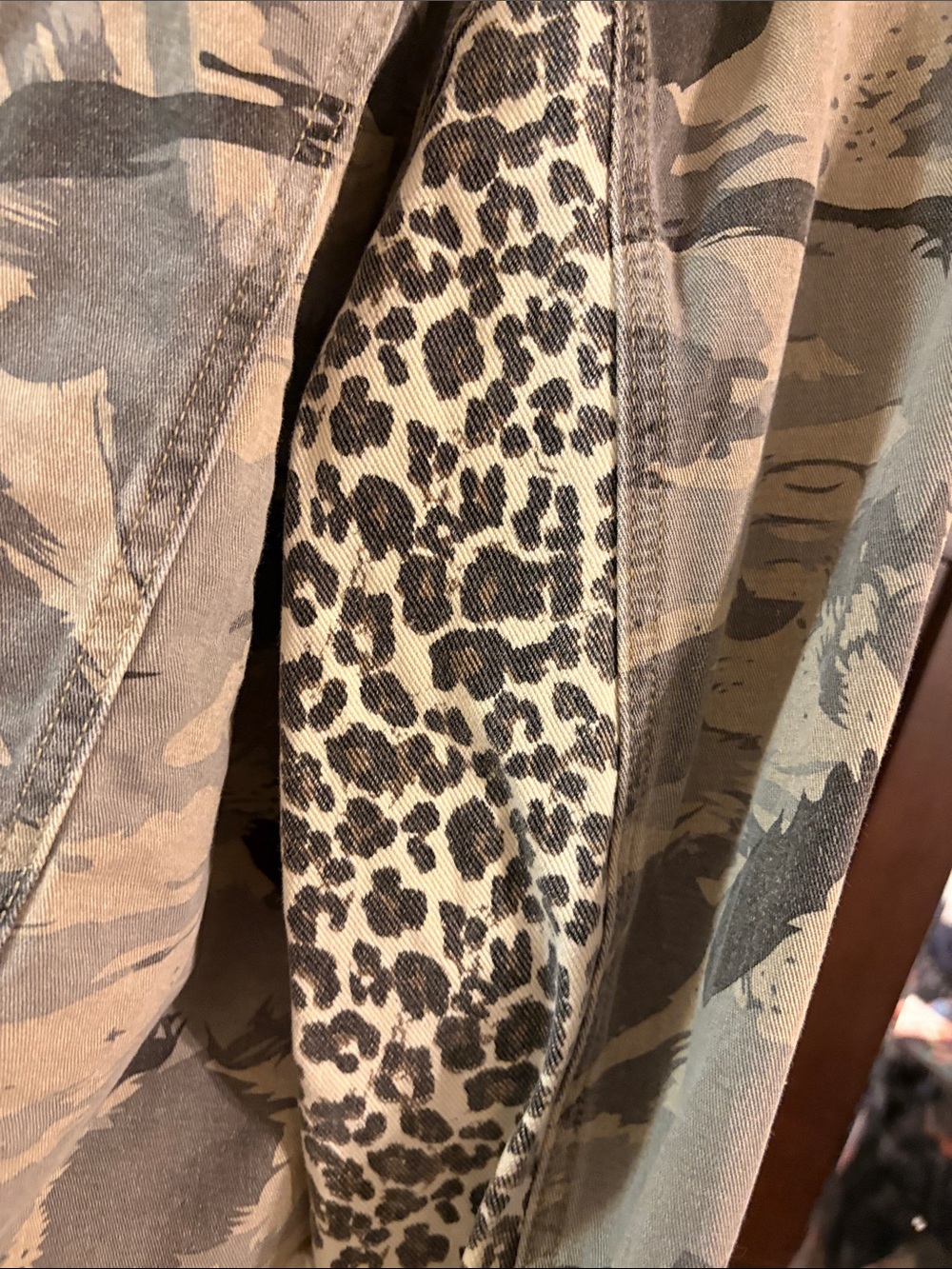 POL Camo Jean Jacket with Leopard Patch Accents - Gray/Cream - Picture 8 of 8